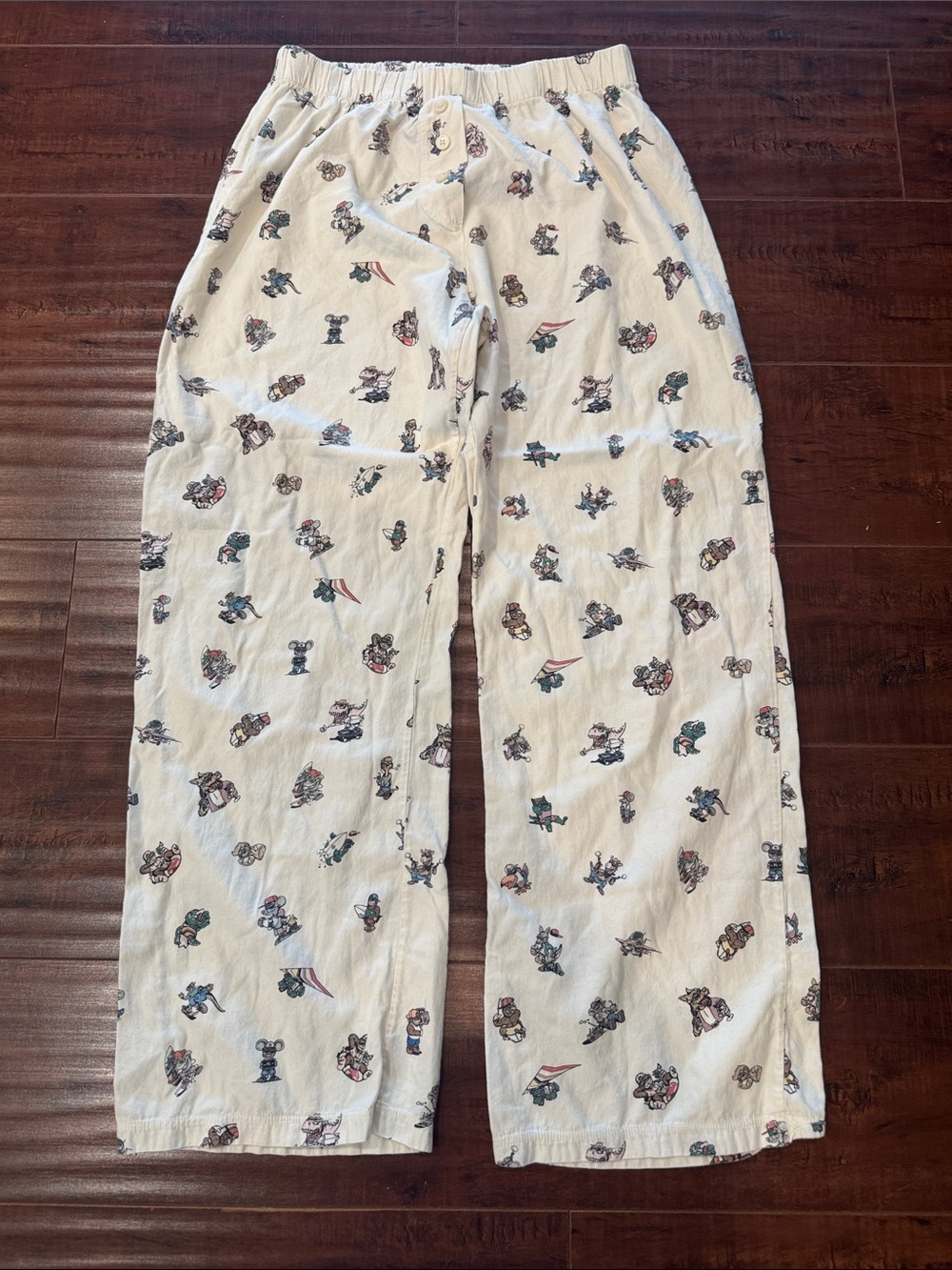 Brandy Melville Cream Printed Pajama Pants, Chill, One Size, EUC!